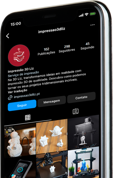 Siga nossas redes sociais - Impressão 3D Liz - Leiria - Portugal